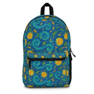 Backpack, Starry Night Print, School Bag, Travel Backpack, Art Lover Gift, Night Sky Design, Star Gazing Bag
