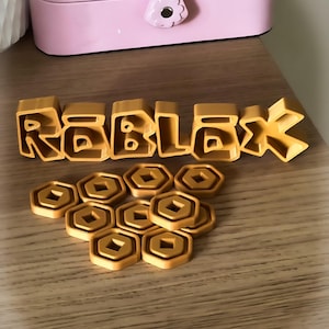 3D Printed Robux Coins & Roblox Logo Set – Pretend Play Money, Kid Gamer Gift, Party Favor