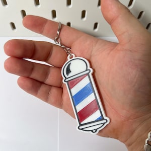 Barber Pole NFC Keychain – Retro Design Instant Profile Sharing  | Personalized Social Media Networking Tool, NFC Business Card Alternative