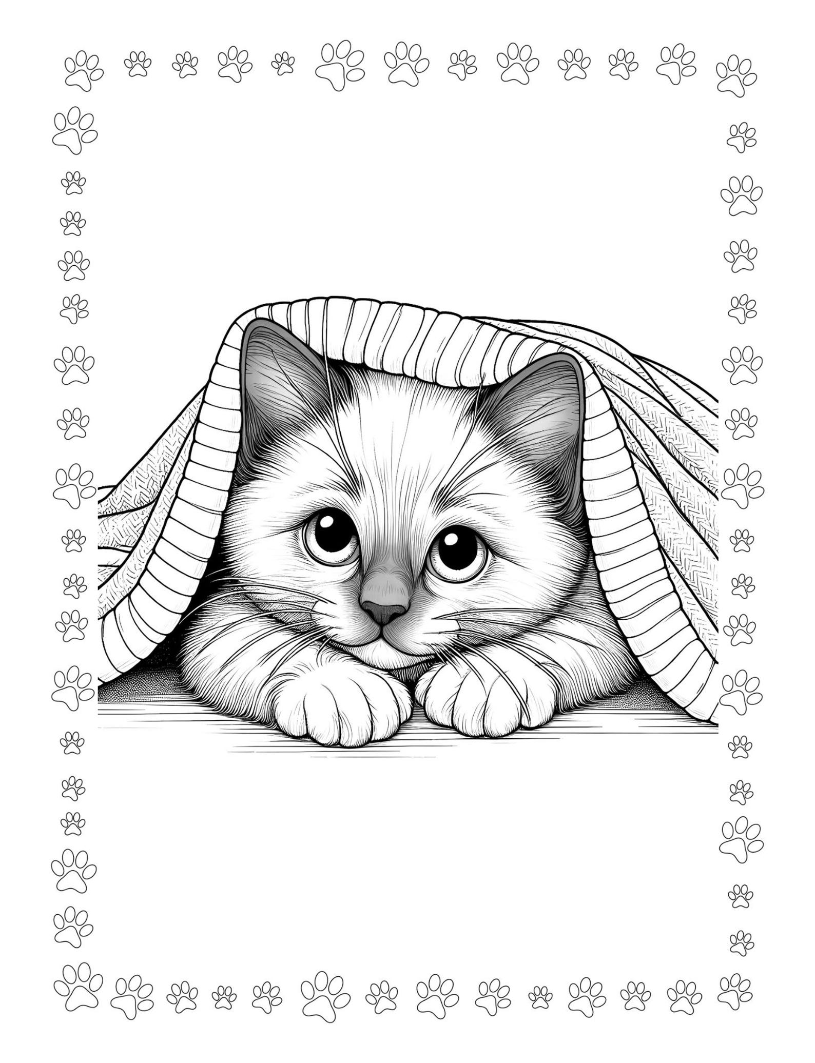 10-page Printable Kitten Coloring Book – Purr-fect Fun for Kids