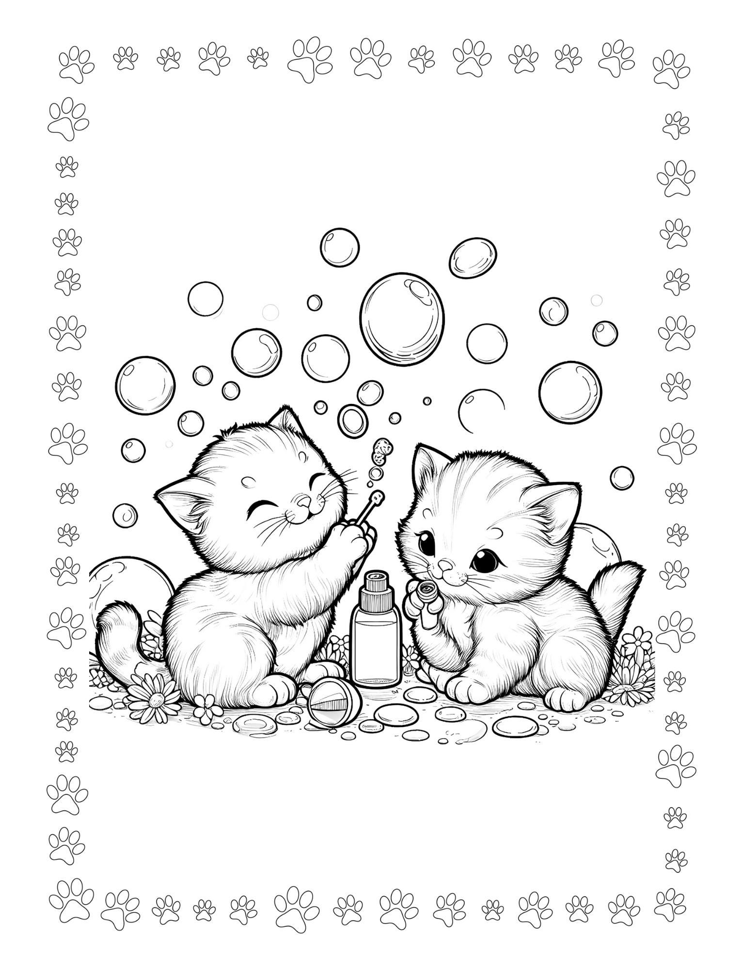 Kitten Bundle, 30 Pages Printable Cat Animal Coloring for Kids & Adults ...
