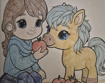 Pony Coloring Page, Cute Horse 40-Page Printable Bundle for Kids, Instant Download