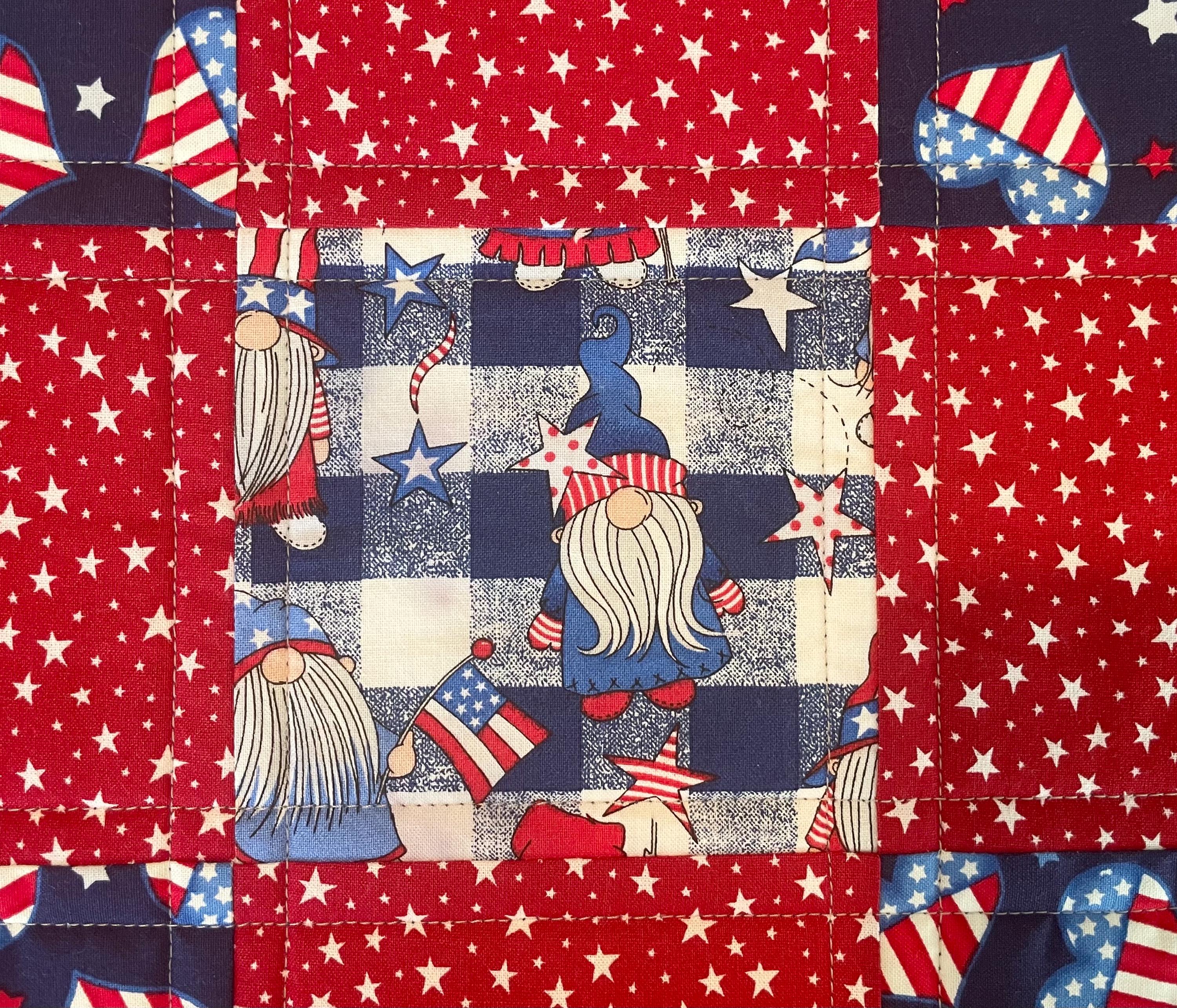 Quilted Patriotic Table Topper: Red White Blue 9-patch - Etsy