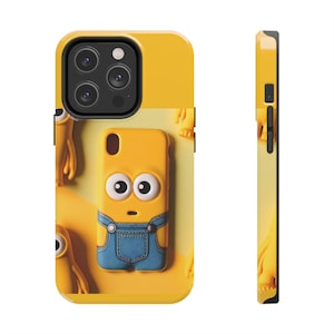 Minions stoer telefoonhoesje - schattige Despicable Me-personage beschermhoes, gele cartoon telefoonaccessoires, leuke cartoon telefoonhoes, levendig