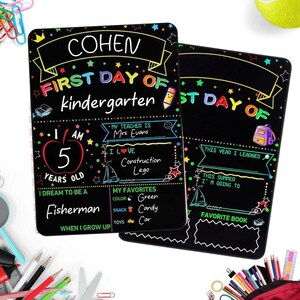 Star First & Last Day School Sign, Back to School, Kindergarten, Pre-K Gift, Black School Board, Supplies for Kids Girls Boys 2725AT130