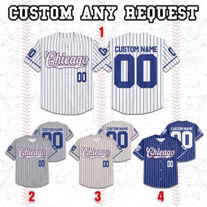 Personalized Name And Number Chicago Baseball Team Inspired Jersey, Custom Print Stripe Jersey, Game Day Baseball Lovers Jersey 1825HC26