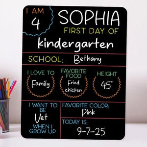 First Day of School Reusable Black Sign, Last Day of School Sign, Reversible First Day of School Sign, Back To School Photo 9725AT78