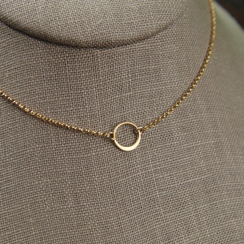 Tiny Gold Circle Necklace in Gold Filled Sweet and Simple Etsy