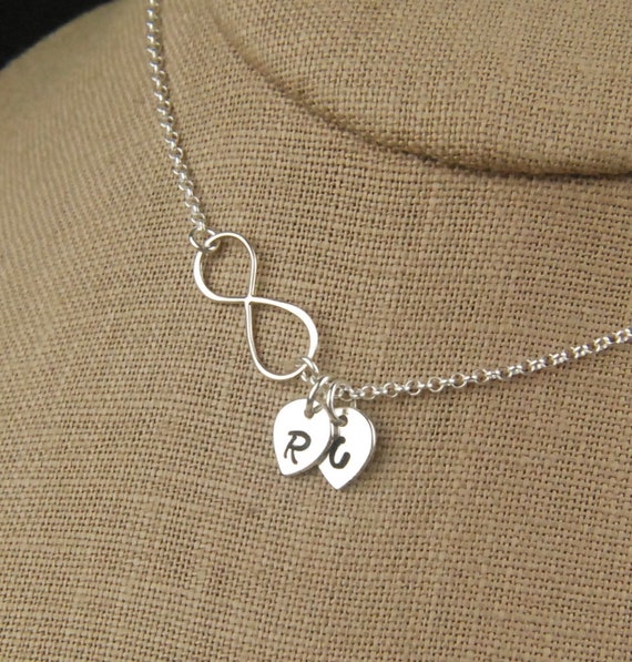 Small Infinity Necklace With Initial Charms in Sterling | Etsy