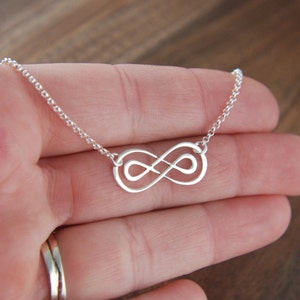 Double infinity necklace in sterling silver, sterling silver necklace, infinity symbol, eternity necklace, friendship necklace, mother's day image 3