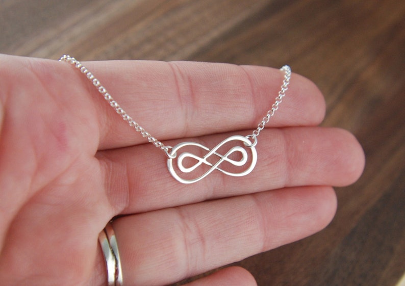 Double infinity necklace in sterling silver, sterling silver necklace, infinity symbol, eternity necklace, friendship necklace, mother's day image 3