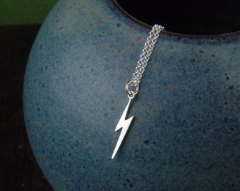 Sterling Silver Lightning Bolt Necklace: Delicate Charm Pendant