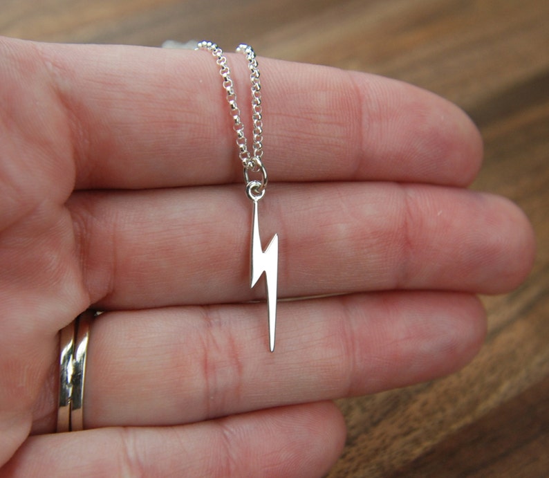 Lightning Bolt Necklace in Sterling Silver Lightning Bolt Etsy