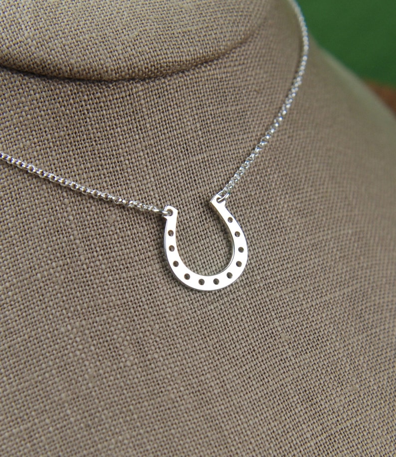 Silver Horseshoe Necklace Sterling Silver Horseshoe Horse Etsy