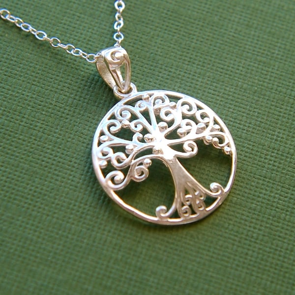 Small sterling silver filigree tree of life pendant necklace, family tree, sterling silver tree, tree necklace, tree pendant