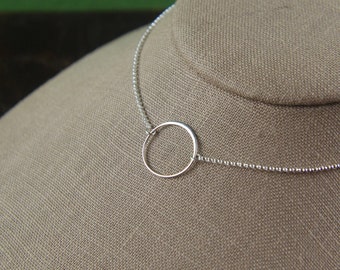 Sterling Silver Circle Necklace: Eternity Pendant, Minimalist Jewelry