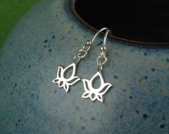 Sterling Silver Lotus Flower Earrings: Petite Charm Jewelry