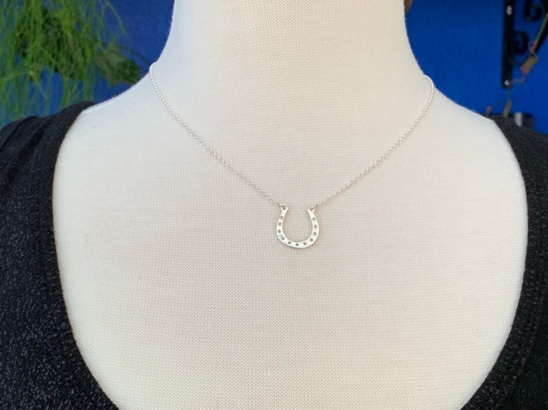 Silver Horseshoe Necklace Sterling Silver Horseshoe Horse Etsy