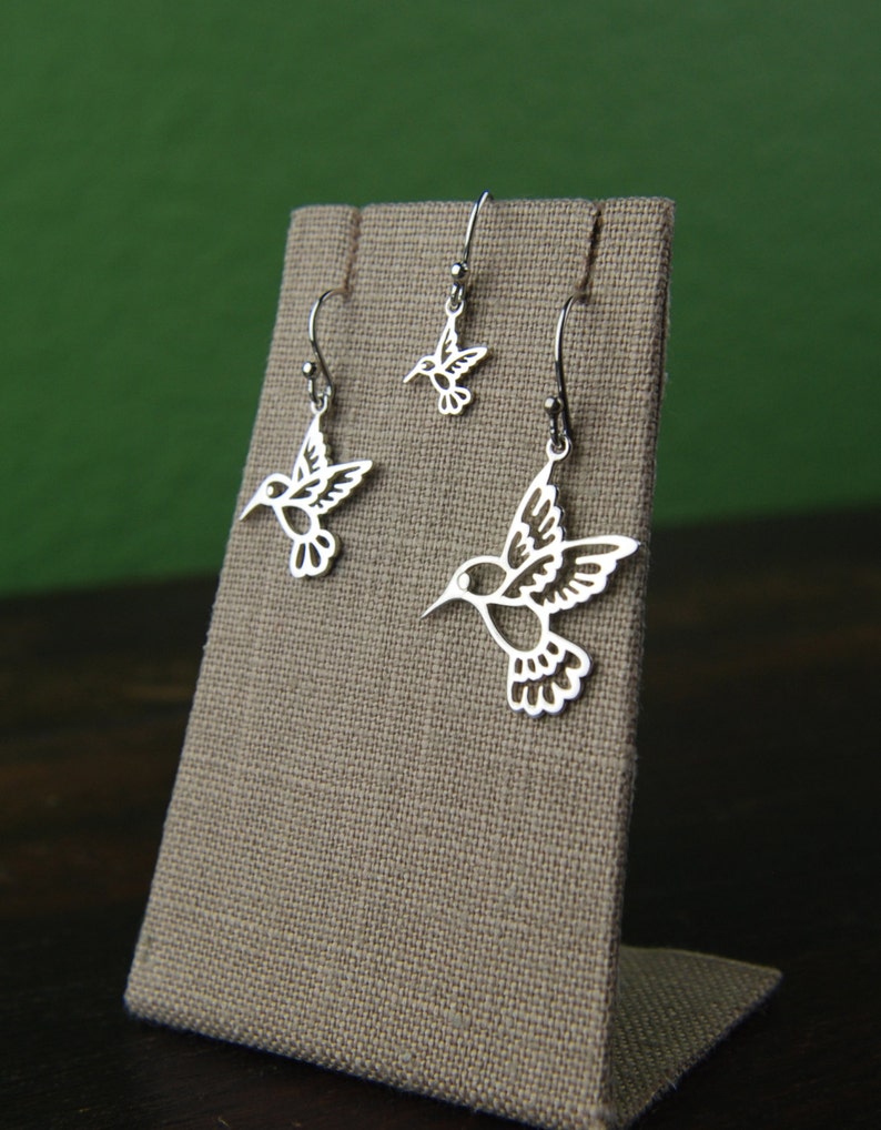hummingbird charm mother/'s day Large hummingbird earrings in sterling silver bird earrings silver hummingbird silver bird charms