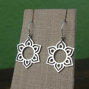 Sterling Silver Lotus Flower Pendant Earrings