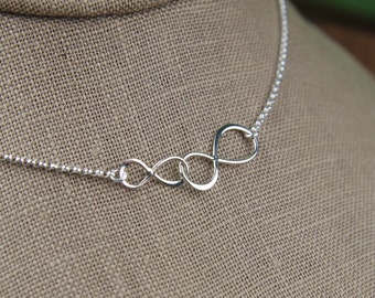 Sterling Silver Linked Infinity Necklace: Eternity Symbol Jewelry