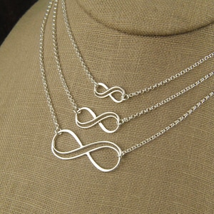 Sterling Silver Double Infinity Necklace: Eternity Knot Bridal Jewelry