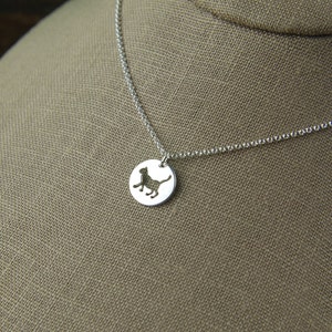 Sterling Silver Cat Charm Necklace: Round Feline Jewelry