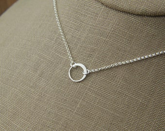 Sterling Silver Circle Link Necklace: Simple Infinity Design