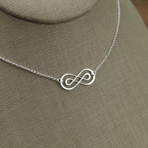 Double infinity necklace in sterling silver, sterling silver necklace, infinity symbol, eternity necklace, friendship necklace, mother's day image 1