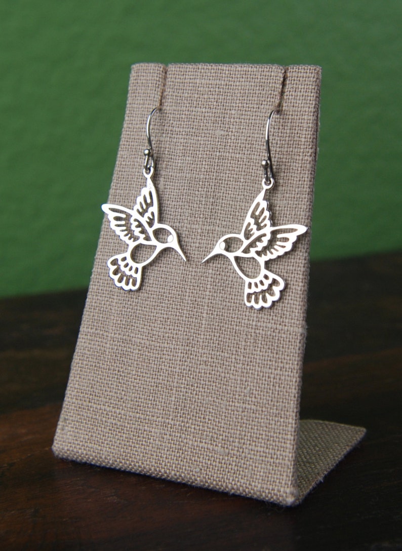 hummingbird charm mother/'s day Large hummingbird earrings in sterling silver bird earrings silver hummingbird silver bird charms