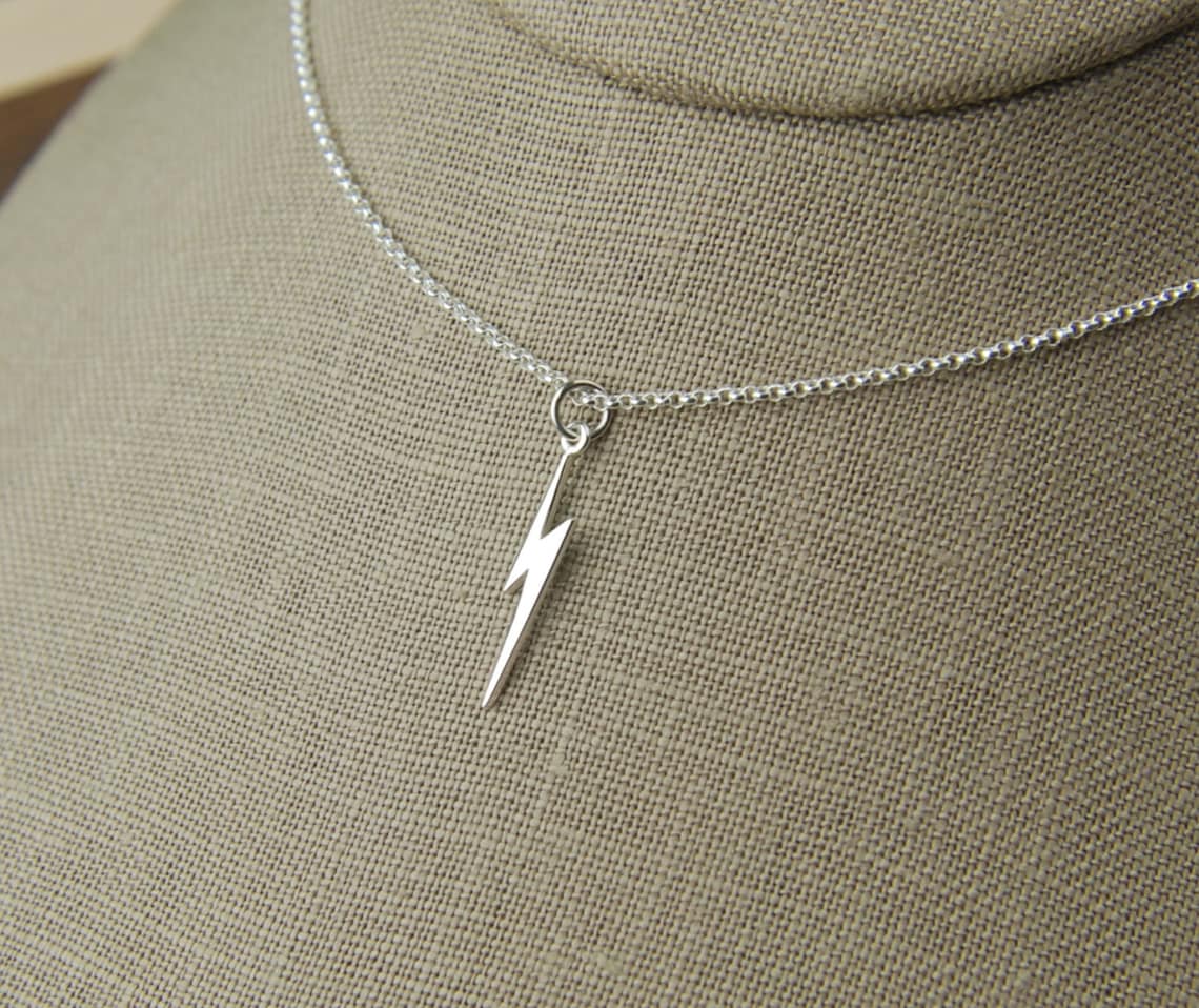 Lightning Bolt Necklace in Sterling Silver Lightning Bolt Etsy
