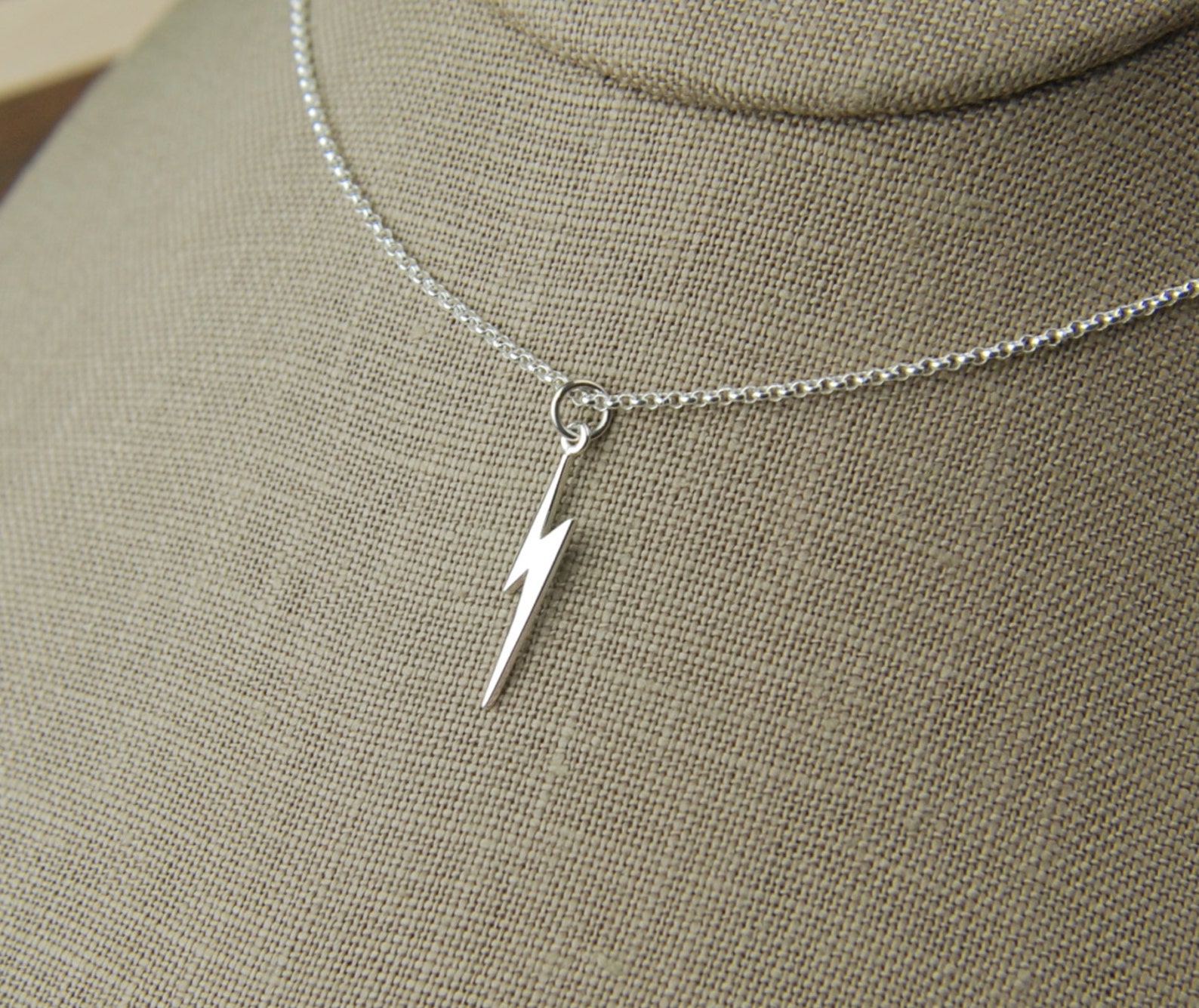 Lightning Bolt Necklace in Sterling Silver Lightning Bolt Etsy