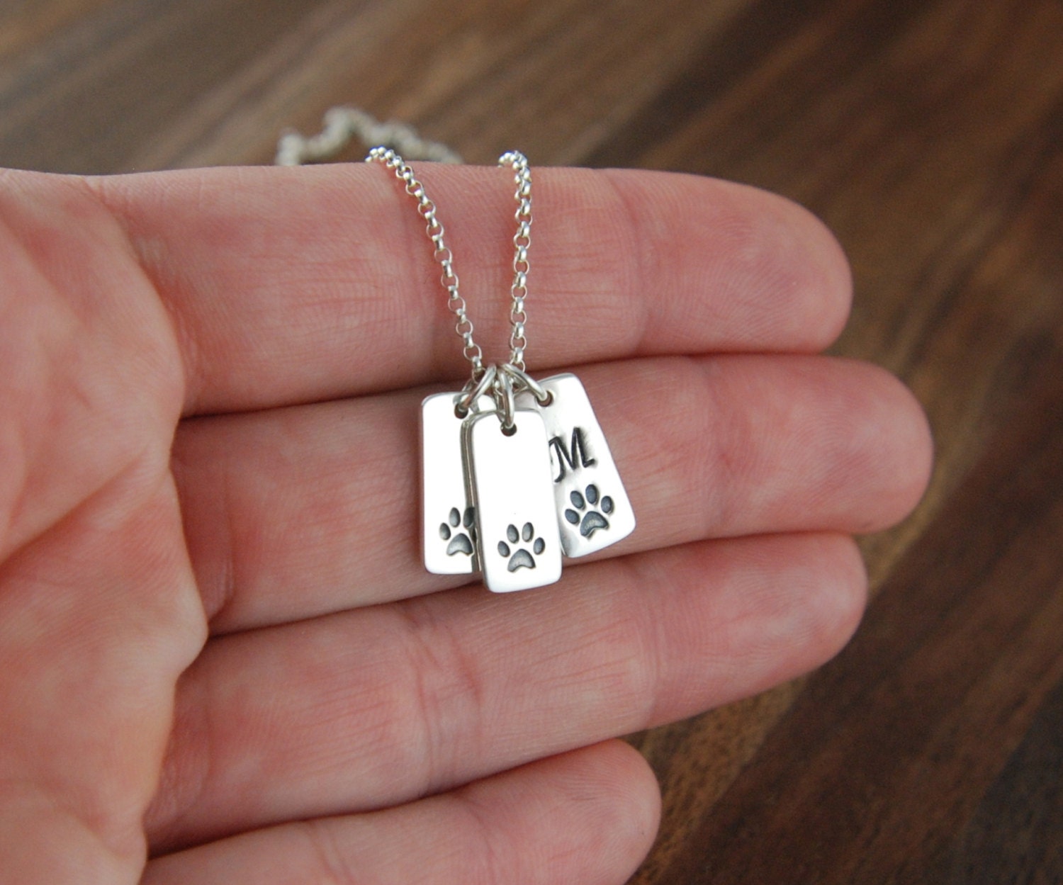 Personalized Paw Print Tag with Initial Necklace, Pet Memorial, Cat Paw, Dog Paw, Cat Jewelry, Dog Jewelry