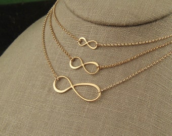 Matte Gold Infinity Necklace, Gold Filled Chain, Minimalist Jewelry
