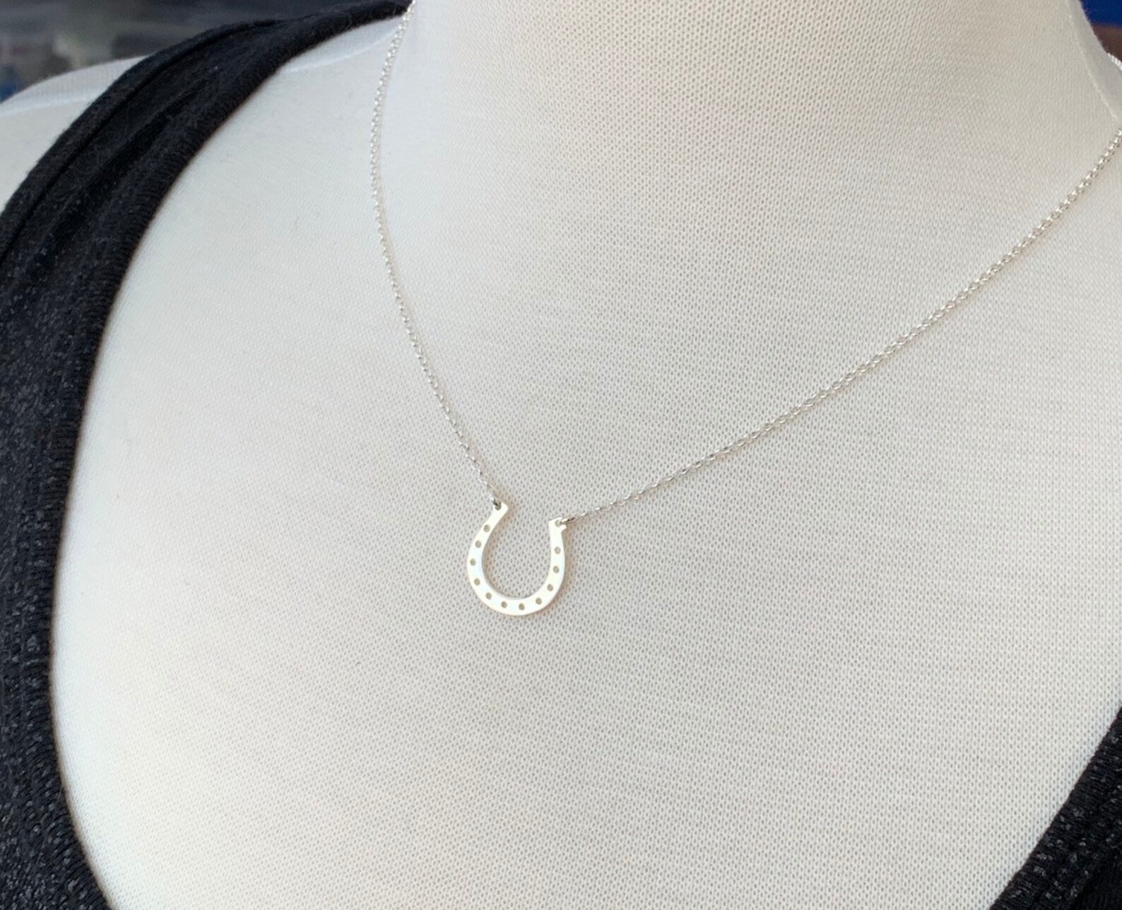 thumbnail image 2 of Alex And Elsa 925 Sterling Silver Horseshoe Necklace – 18" Figaro Chain, Made In Italy 2 of 3