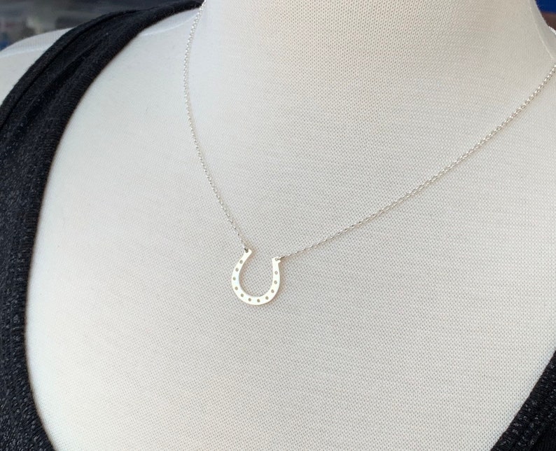 Silver Horseshoe Necklace Sterling Silver Horseshoe Horse Etsy