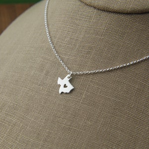 Texas state charm with heart necklace in sterling silver, heart of Texas, lone star state, cowboy, state of Texas, western, Texas necklace image 1