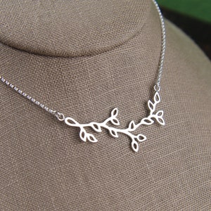 Sterling silver branch with leaves pendant and sterling silver necklace, branch necklace, leaf necklace, silver vine necklace, family tree image 3