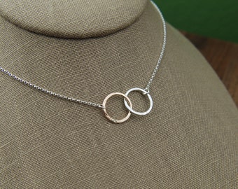 Hammered Sterling Silver & Gold Filled Infinity Necklace