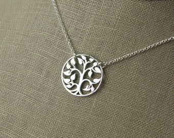 Sterling Silver Tree of Life Necklace: Family Tree Pendant
