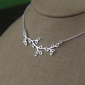 Sterling silver branch with leaves pendant and sterling silver necklace, branch necklace, leaf necklace, silver vine necklace, family tree image 1