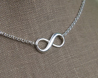 Infinity symbol necklace in sterling silver, sturdy, infinity necklace, silver infinity, eternity necklace, mother's day