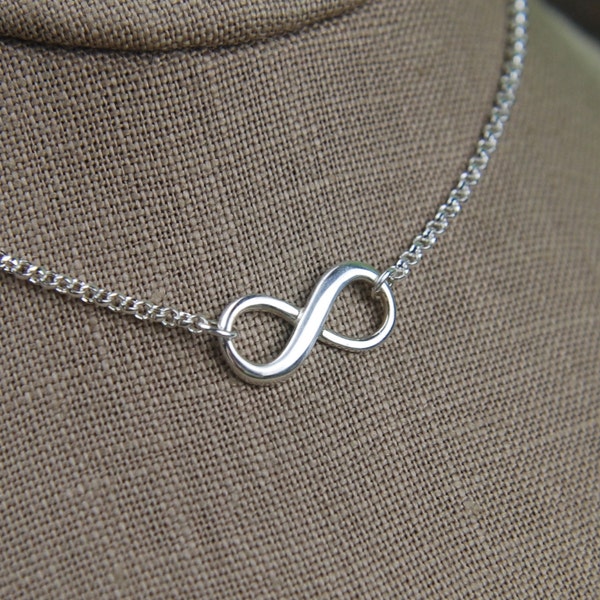 Infinity symbol necklace in sterling silver, sturdy, infinity necklace, silver infinity, eternity necklace, mother's day