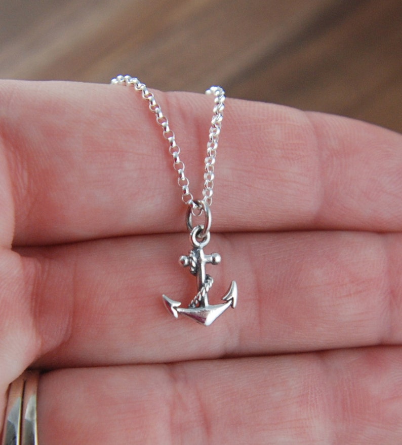 Anchor charm necklace in sterling silver anchor pendant Etsy