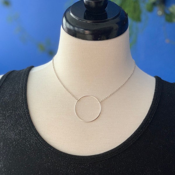 Extra large 36mm circle necklace in sterling silver, silver circle, large silver circle, eternity necklace, infinity necklace, mother's day