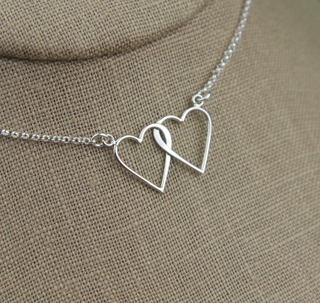 Connected Hearts Necklace in Sterling Silver Interlocking Hearts