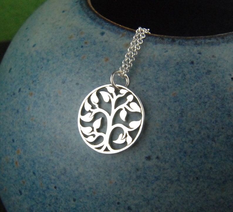 Tree of life necklace in sterling silver, family tree, sterling silver tree charm, sterling silver tree necklace, nature, mother's day image 4