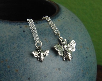 Bee charm necklace in sterling silver, bee pendant, bee jewelry, honey bee, bee charm, silver honey bee, sterling silver bee, bumble bee