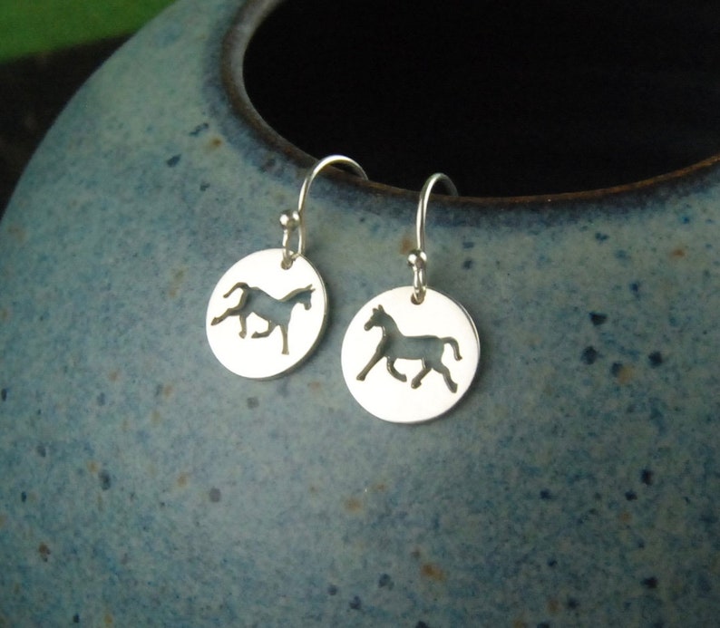 Horse Charm Earrings in Sterling Silver Equestrian Jewelry Etsy
