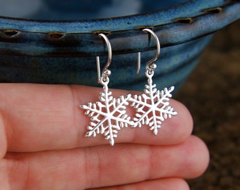 Sterling Silver Snowflake Earrings: Holiday Winter Jewelry